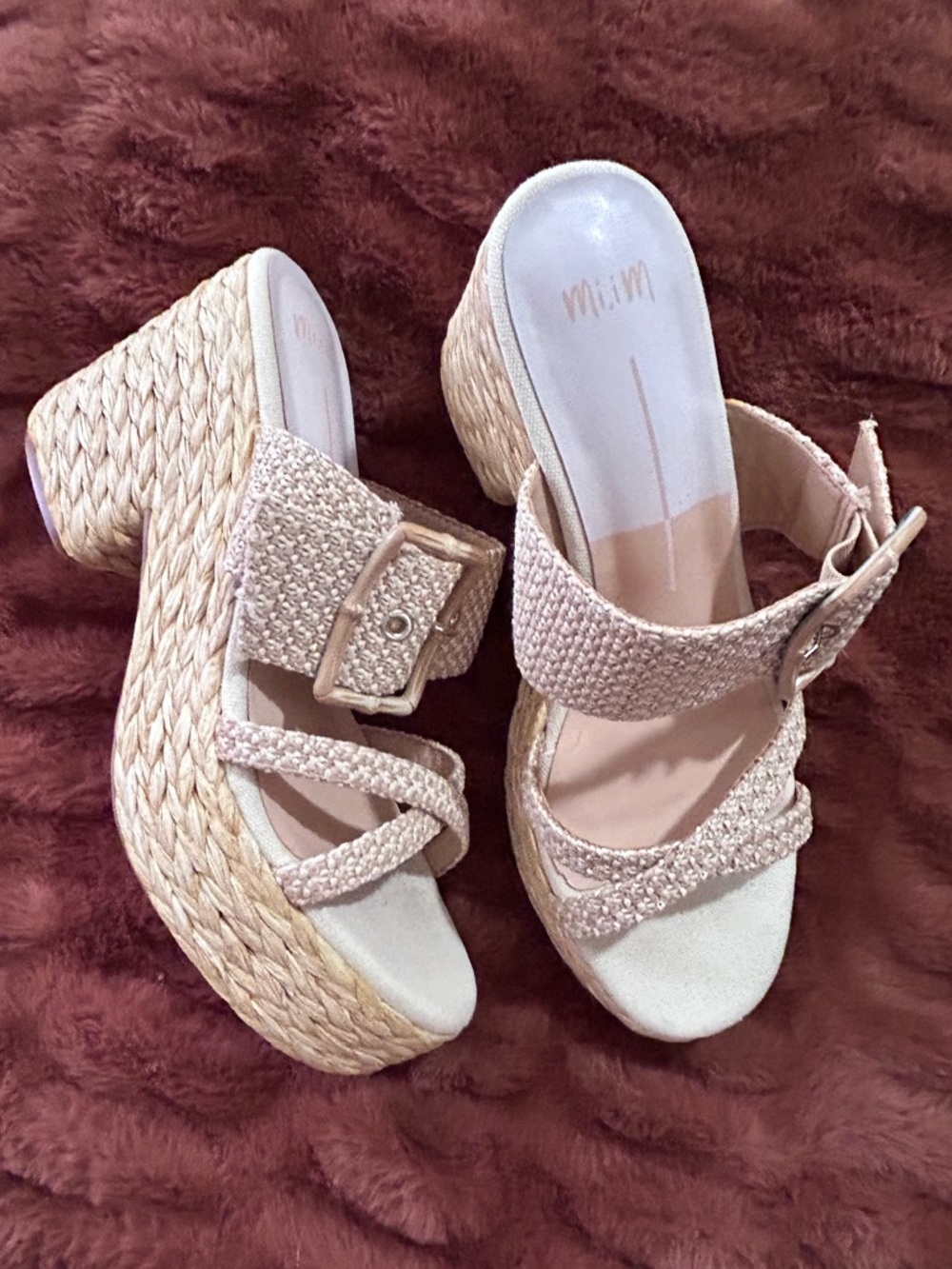 MI.IM: EDWINA PLATFORM WEDGE SANDAL - NATURAL RAFFIA-SIZE 10-NWOT - Picture 5 of 6